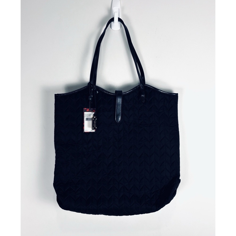 Lauren Ralph Lauren Promenade Simple Tote Black Quilted Nylon Leather Trim Bag